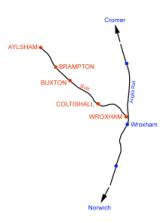 Map of the Bure Valley Railway