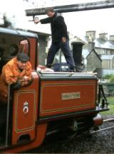 Ian filling up Festiniog Railway Double Fairlie, David Lloyd George, with water